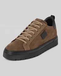 Antony Morato Ledersneaker mit Label-Patch Modell 'METAL BOLD Mittelbraun