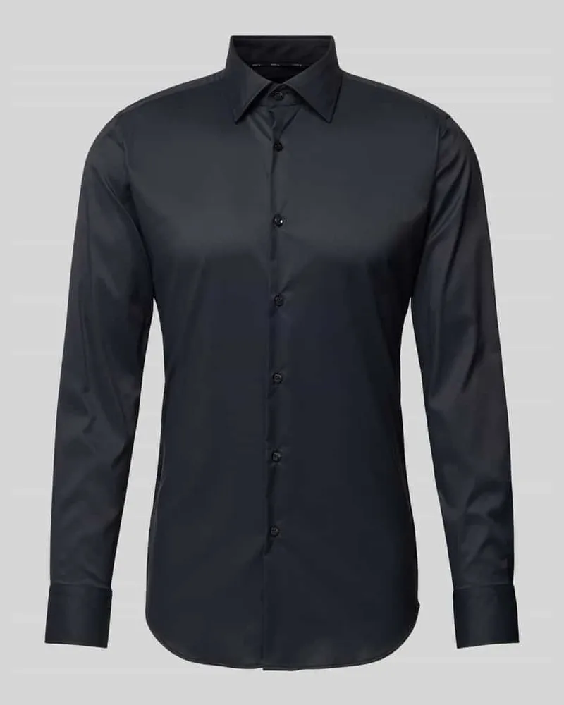 HUGO BOSS Slim Fit Businesshemd aus Feintwill mit Stretch-Anteil Black