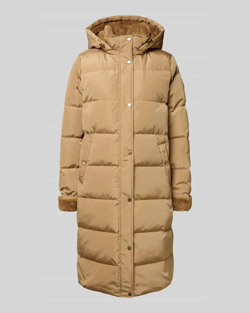 Ralph Lauren Daunenmantel mit Kapuze und Eingrifftaschen Camel
