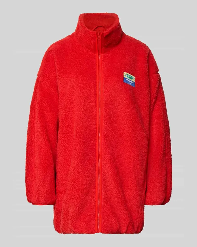 American Vintage Oversized Teddyjacke mit Stehkragen Modell 'HOKTOWN Rot