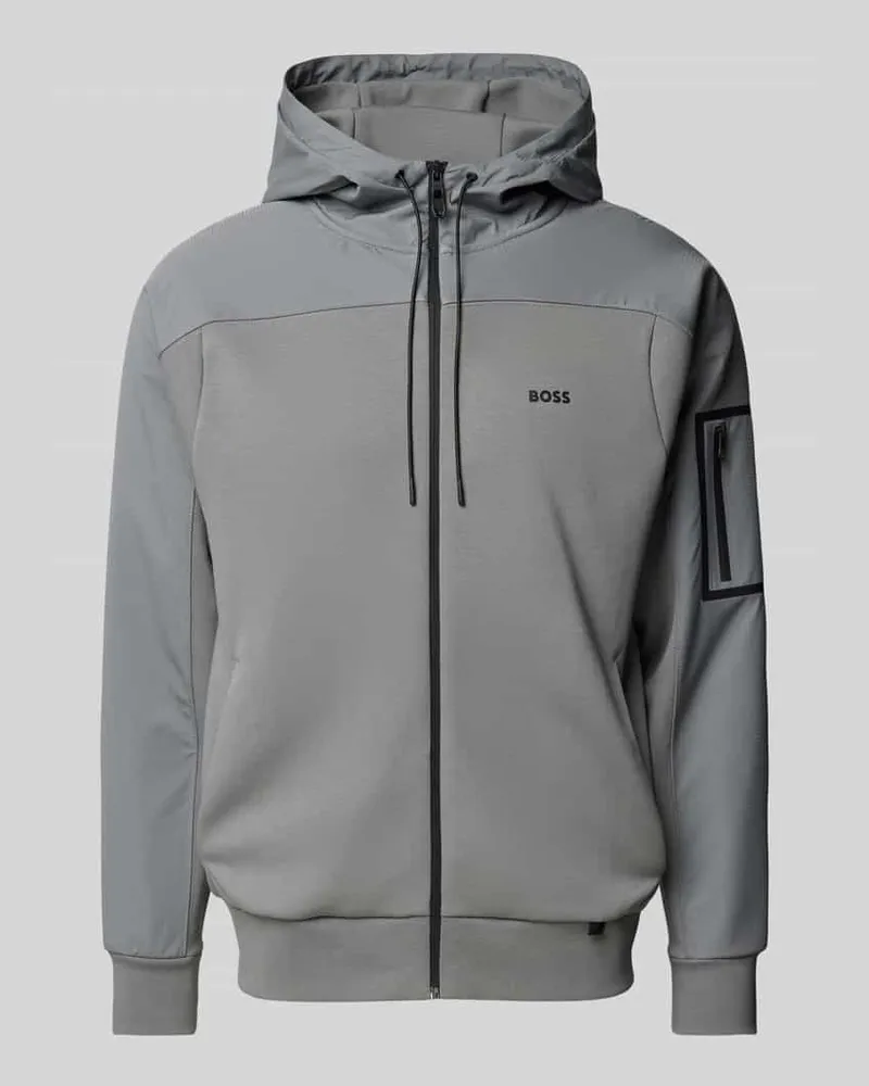 HUGO BOSS Sweatjacke mit Label-Detail Modell 'Sariq Anthrazit