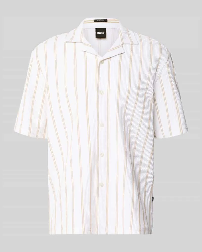 HUGO BOSS Relaxed Fit Kurzarmhemd aus Baumwoll-Mix Beige