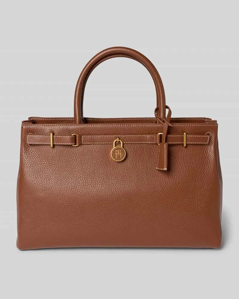 Tommy Hilfiger Henkeltasche aus echtem Rindsleder Modell 'AMERICAN ICON Hellbraun