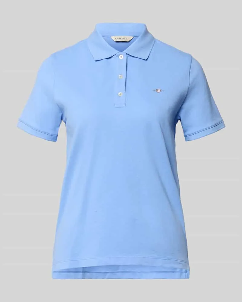 Gant Poloshirt mit Logo-Stitching und Polokragen Hellblau