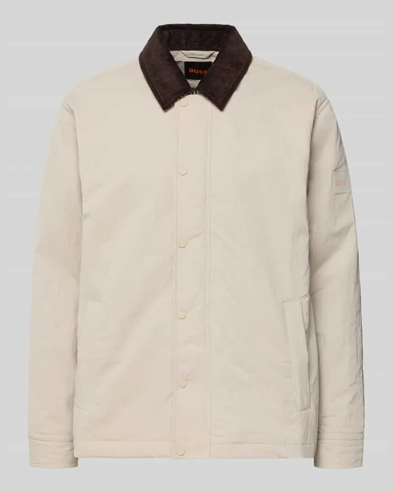 HUGO BOSS Regular Fit Jacke mit Cord-Kragen Modell 'LEIDON-ZIP_M Sand