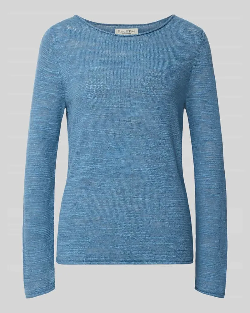 Marc O'Polo Slim Fit Pullover aus Baumwoll-Leinen-Mix Hellblau