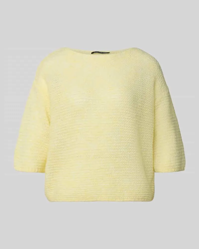 Luisa Cerano Relaxed Fit Strickshirt mit Alpaka-Anteil in Strick-Optik Hellgelb