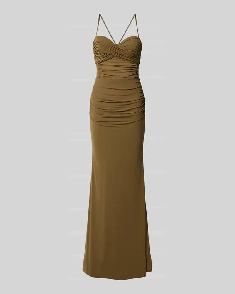 LUXUAR Abendkleid mit Raffungen Oliv
