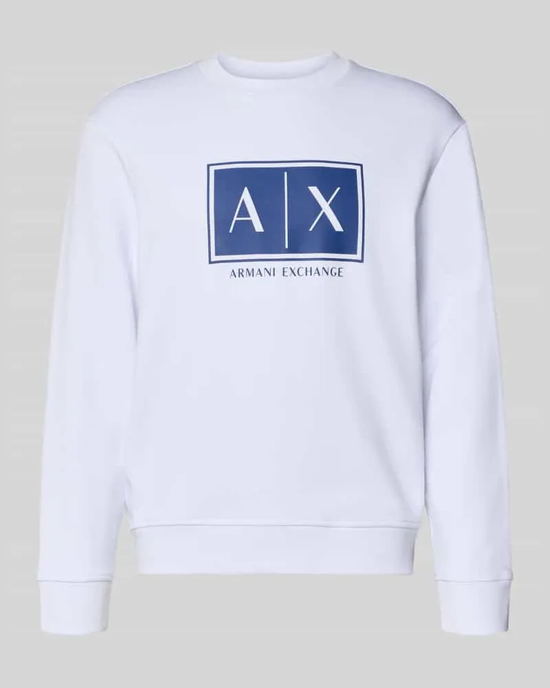 Armani Exchange Sweatshirt mit Logo-Print und Rundhalsausschnitt Weiss