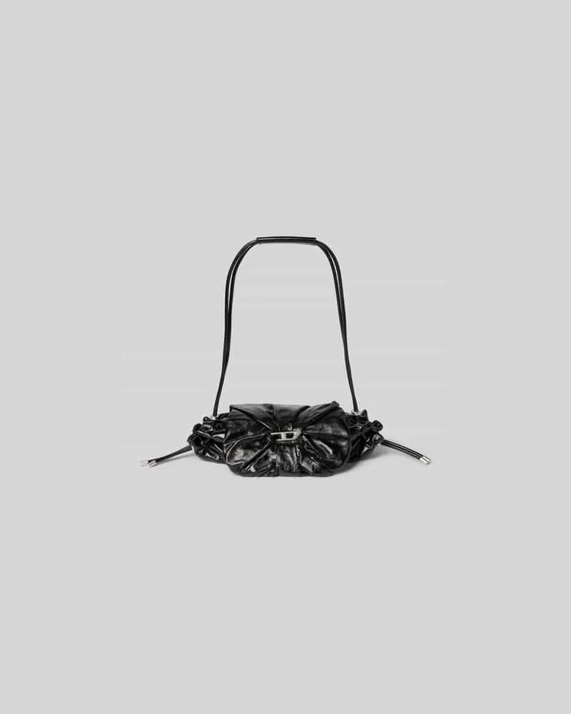 Diesel Shoulder Bag aus reinem Rindsleder Black