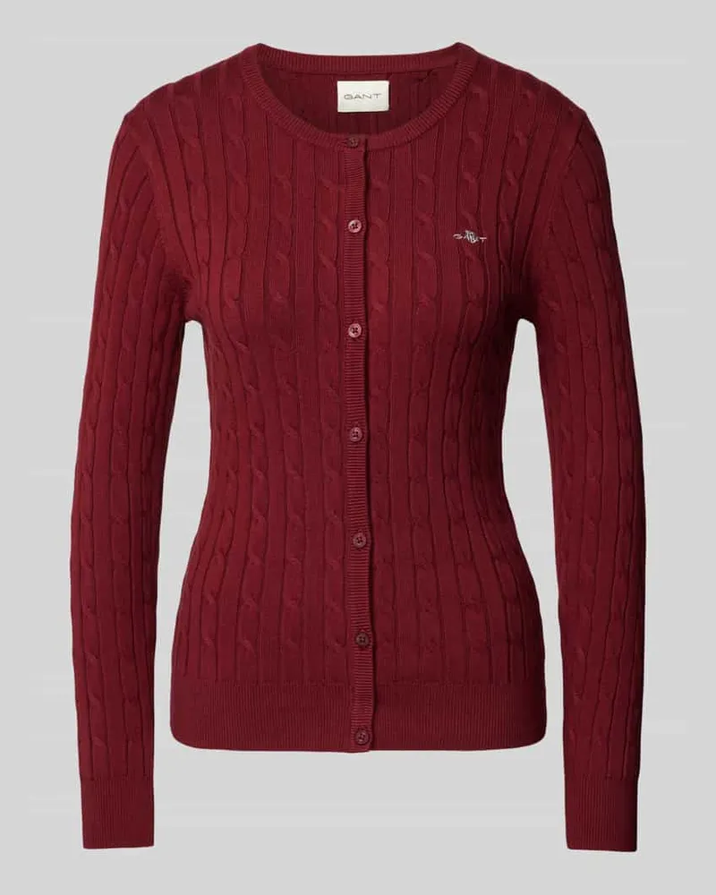 Gant Strickjacke mit Label-Stitching Bordeaux