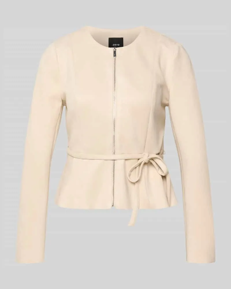 ZERO Blazer mit Reißverschluss und Bindegürtel Beige