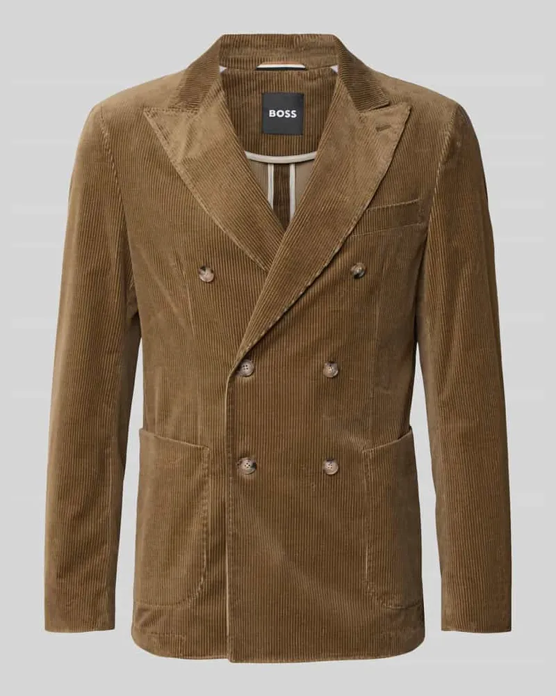 HUGO BOSS Slim Fit Sakko aus Baumwoll-Mix Modell 'HANRY Schlamm