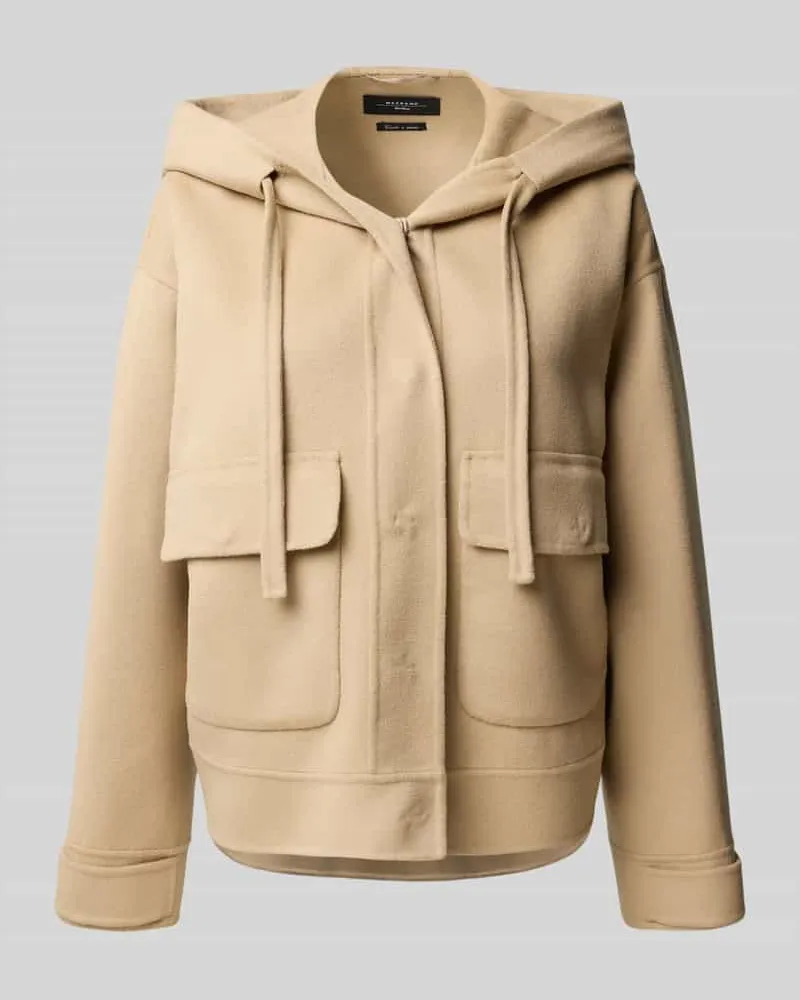 Max Mara Regular Fit Jacke mit Kapuze aus Woll-Mix Modell 'GARY Camel