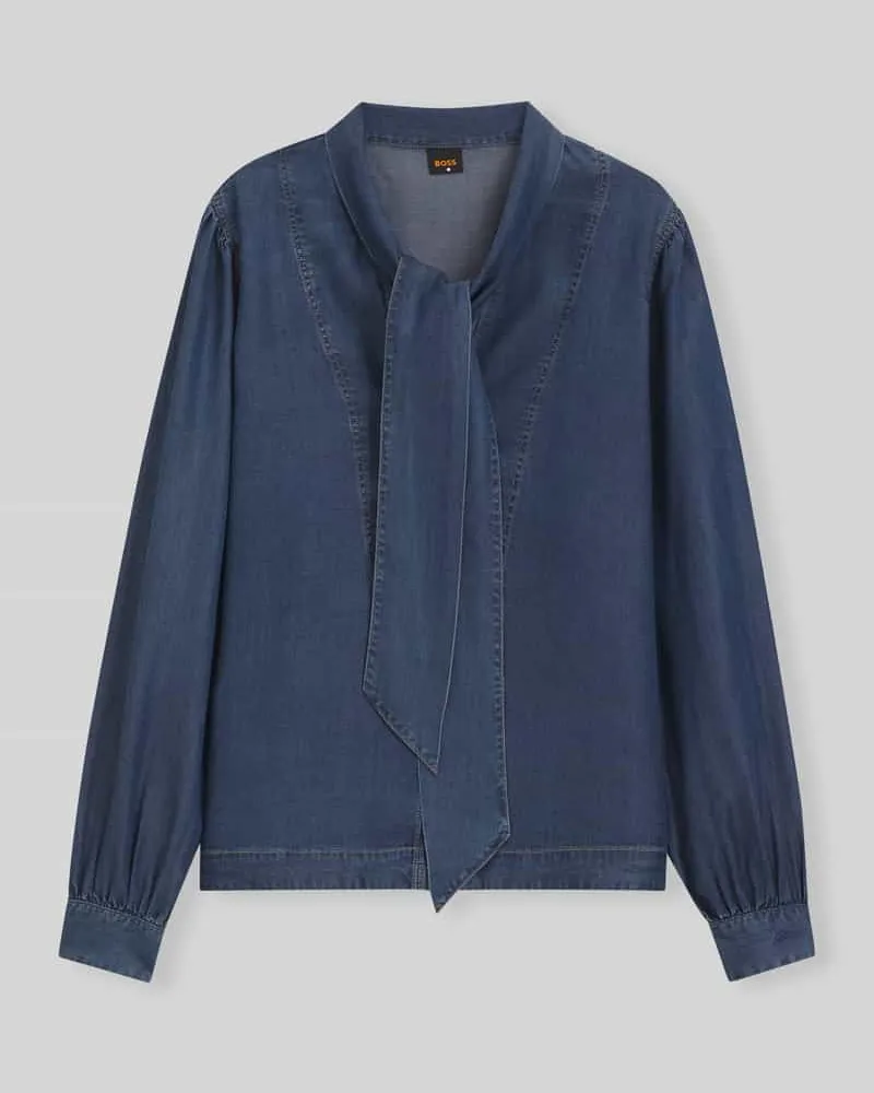 HUGO BOSS Regular Fit Bluse aus Lyocell Modell 'C_BETILLA Blau