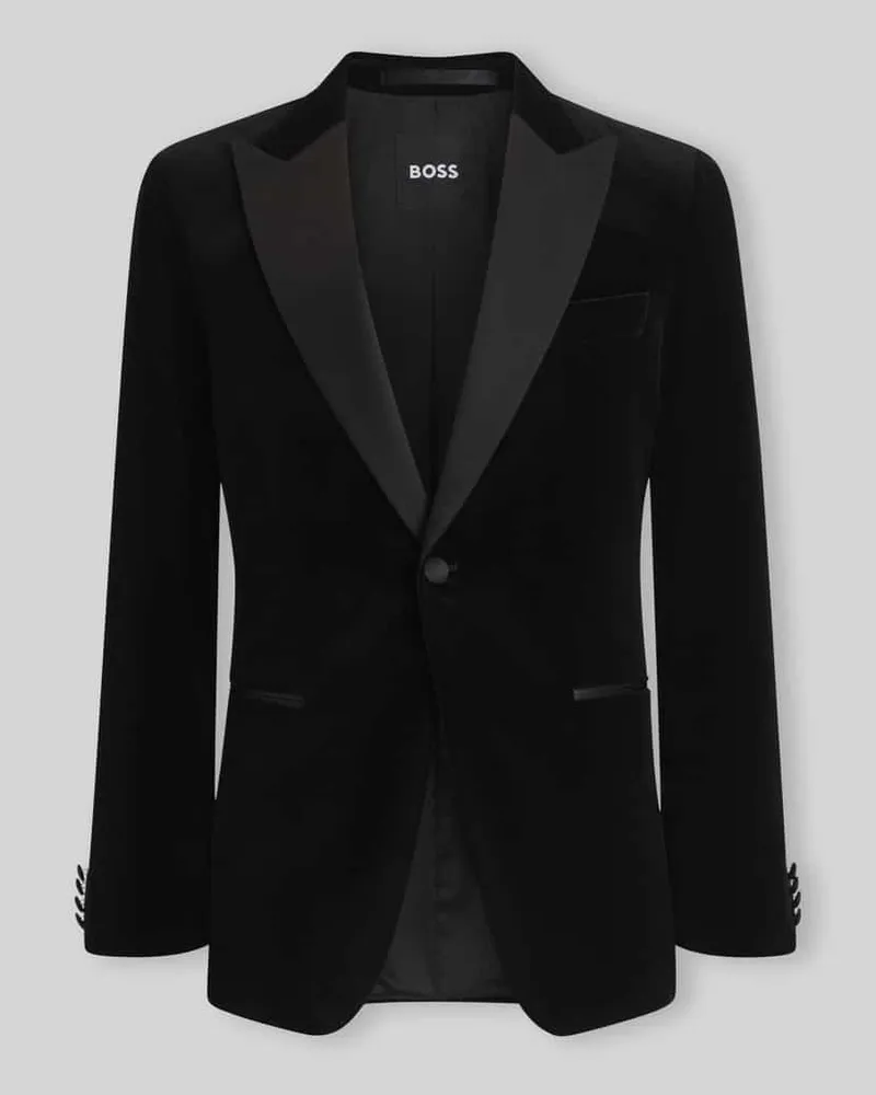 HUGO BOSS Slim Fit Sakko aus Seiden-Mix Modell 'Hutson Black