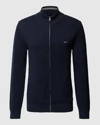 Gant Strickjacke mit Label-Stitching Modell 'PIQUE Marine