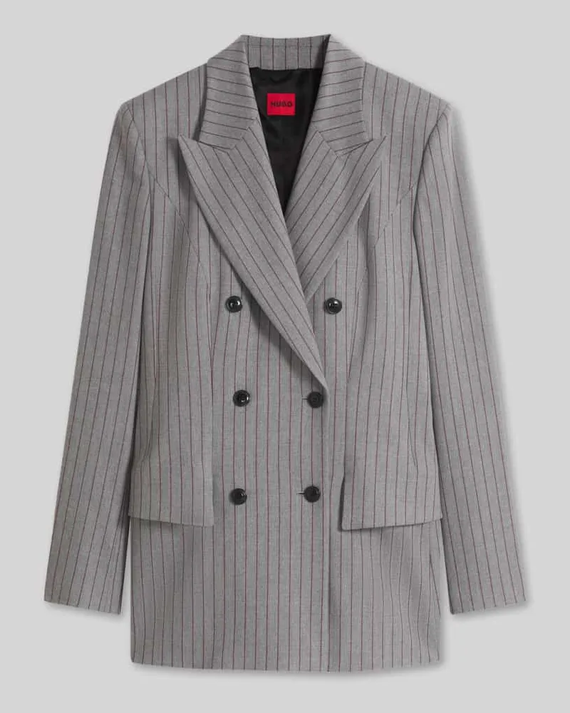 HUGO BOSS Regular Fit Longblazer mit Viskose-Anteil Modell 'Ankati Mittelgrau