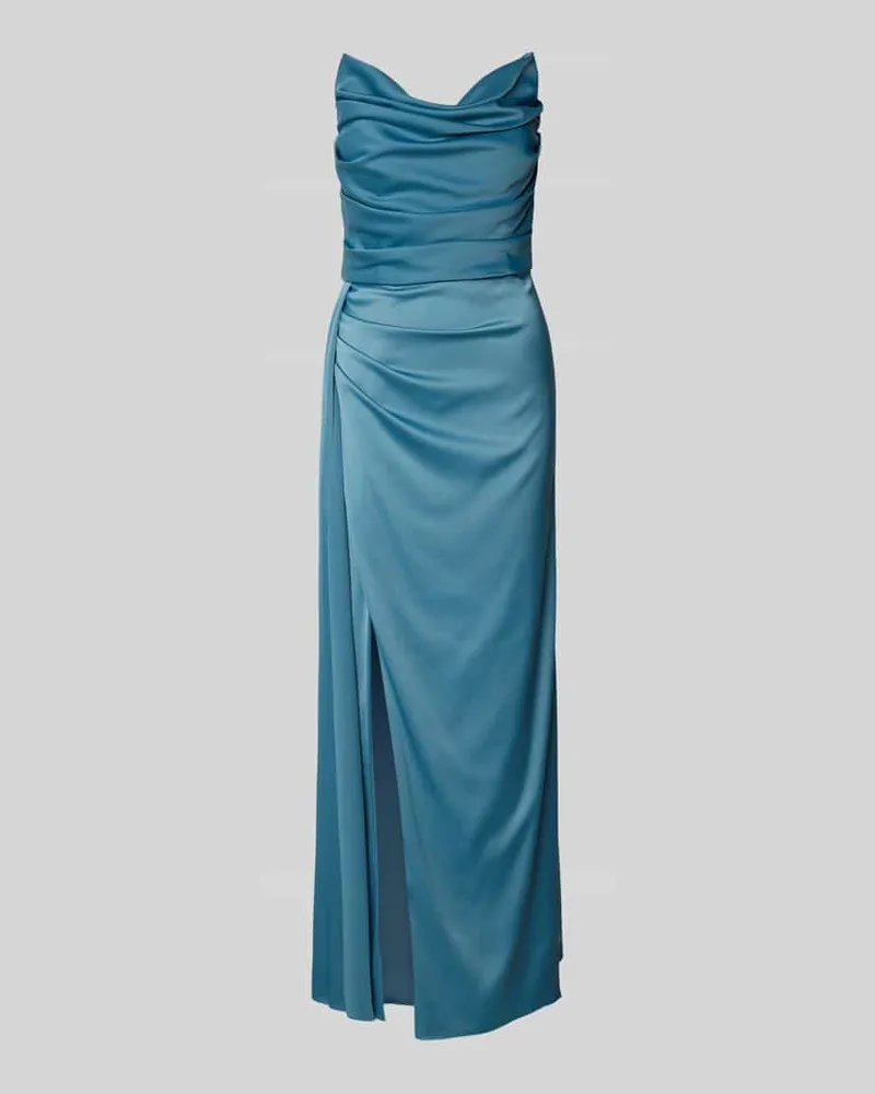 Vera Mont Abendkleid mit Wasserfall-Ausschnitt Hellblau