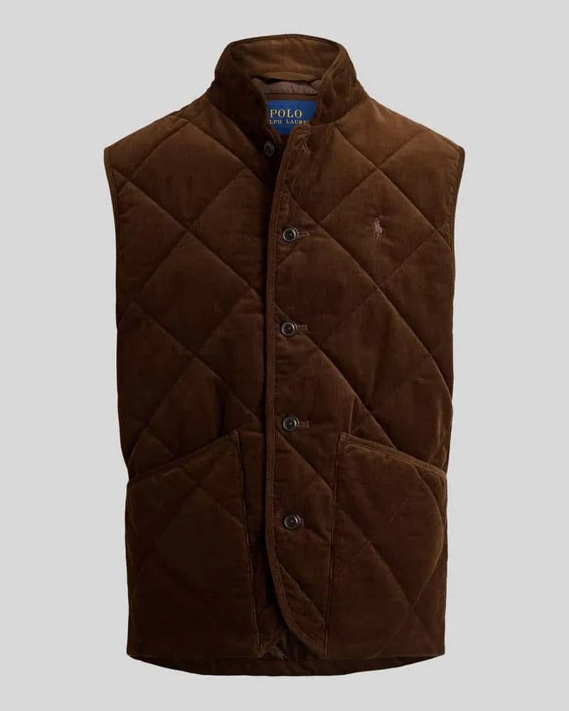 Ralph Lauren Weste mit Cordstruktur Dunkelbraun