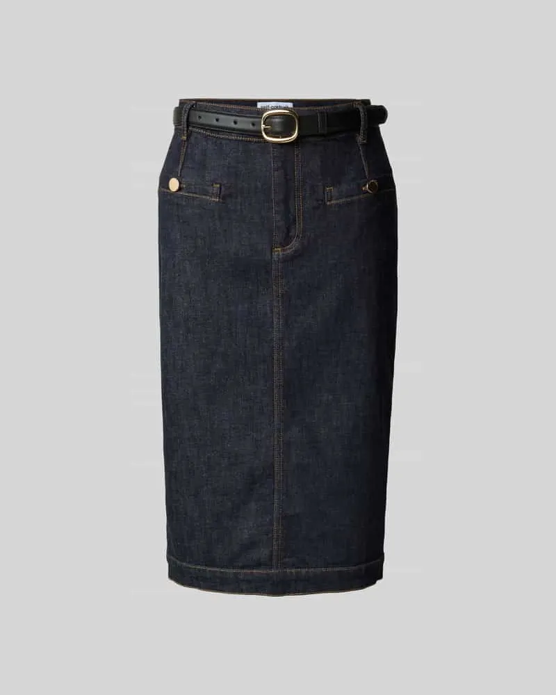 Self-Portrait Midirock in Denim-Optik Dunkelblau