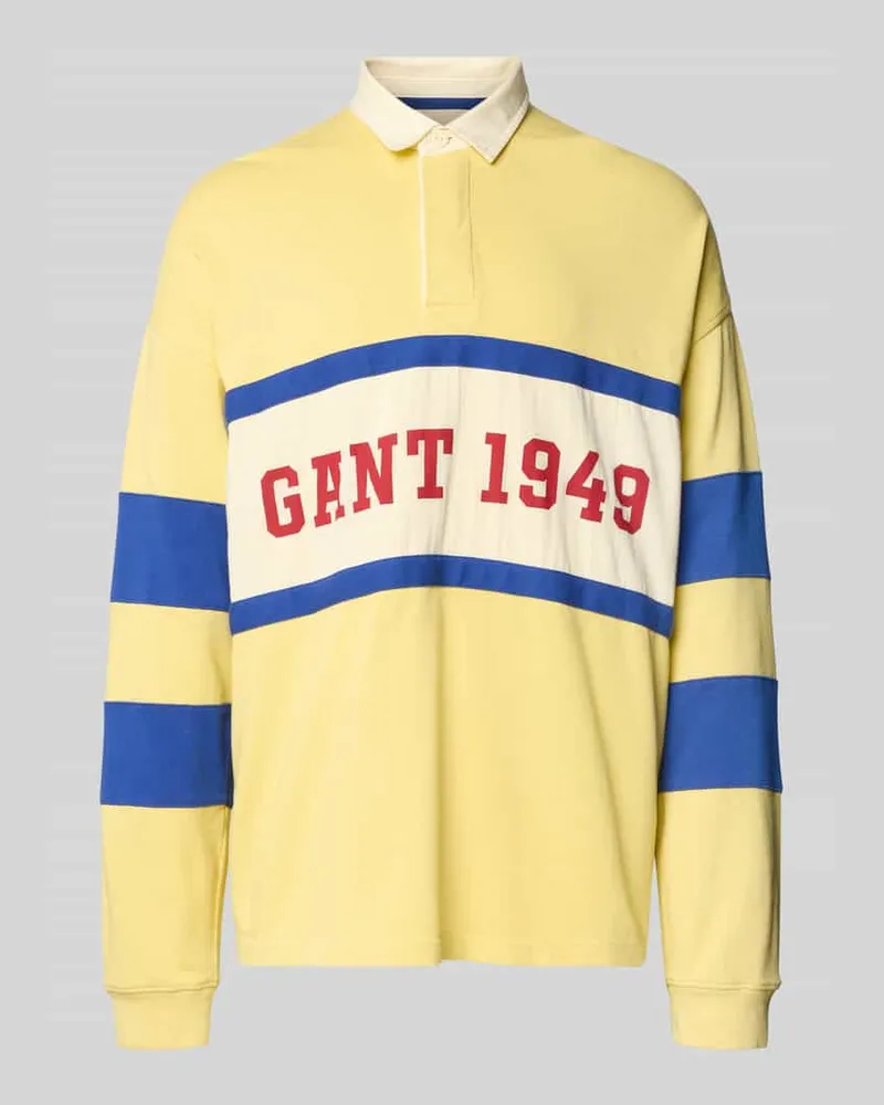 Gant Relaxed Fit Longsleeve mit Logo-Print Hellgelb