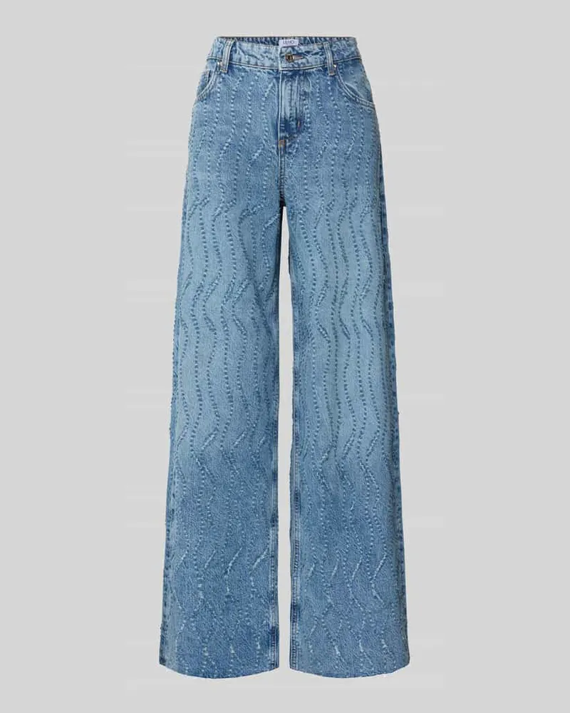 Liu Jo Wide Leg Jeans im Allover-Look Modell 'FLARE Hellblau