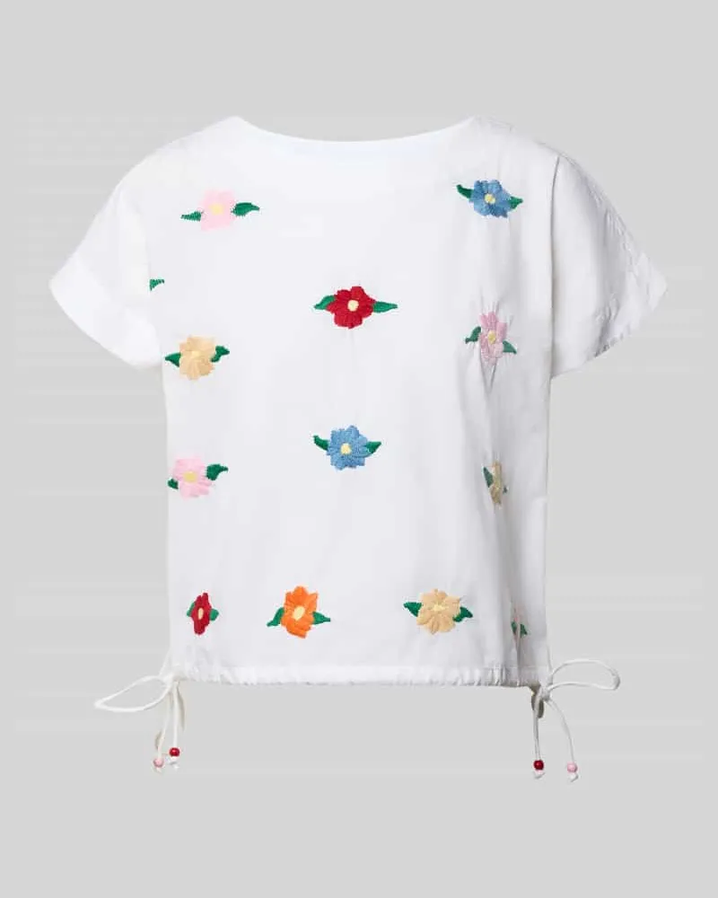 Rich&Royal Blusenshirt mit Stitchings und seitlicher Schnürung Weiss