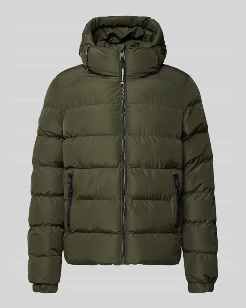 Superdry. Steppjacke mit Kapuze und seitlichen Reißverschlusstaschen Khaki
