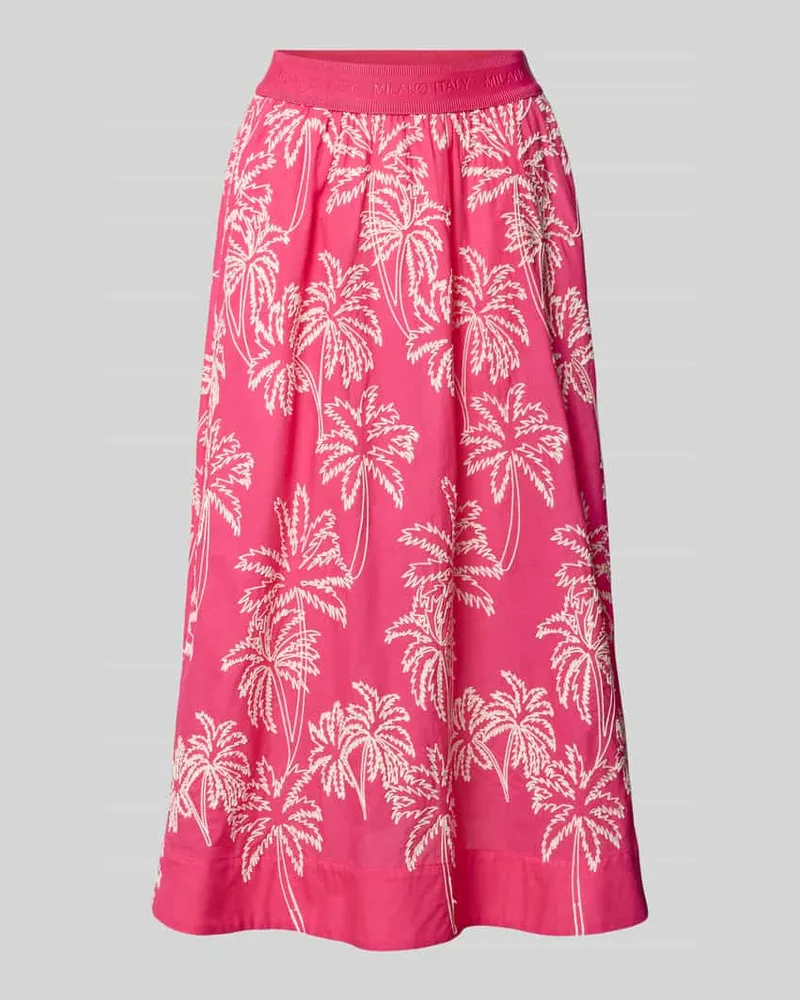 Milano Italy Midirock mit floralem Allover-Stitching Pink