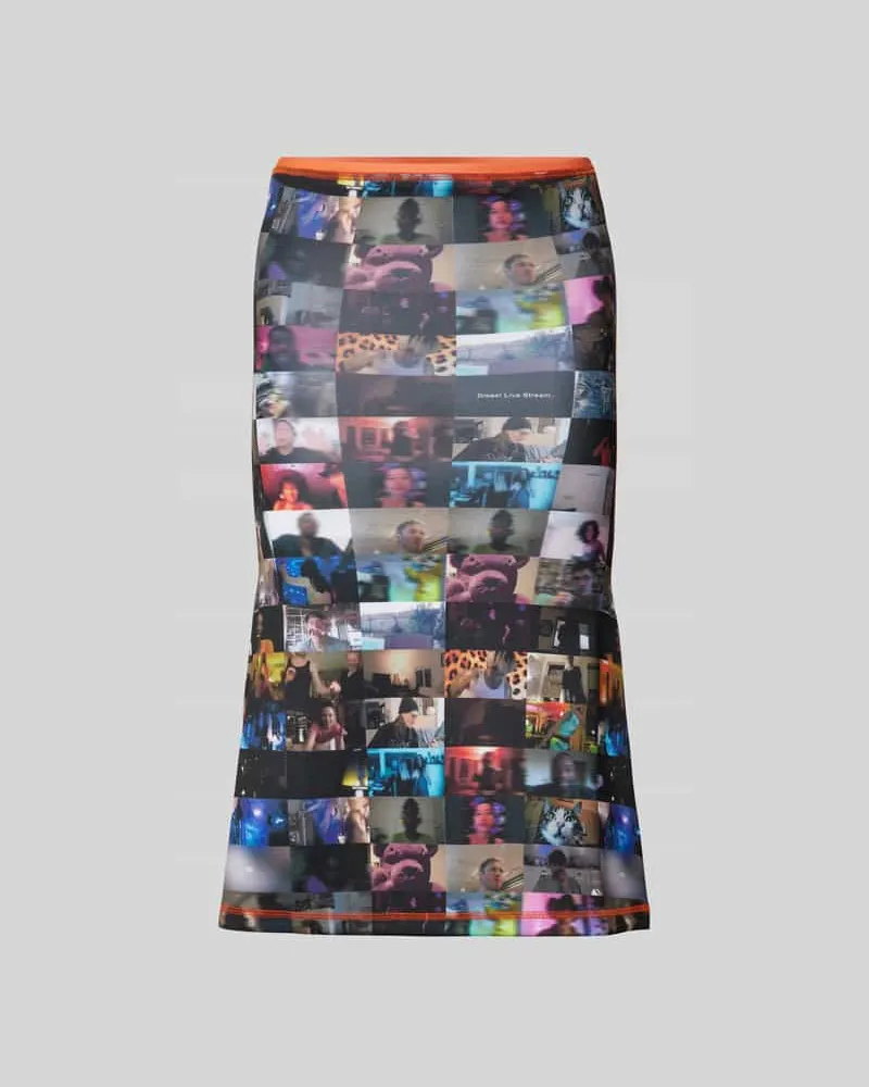 Diesel Knielanger Rock mit elastischem Bund Black