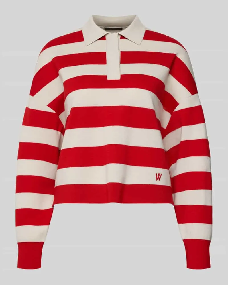 windsor. Regular Fit Longsleeve aus reiner Schurwolle mit Polokragen Rot