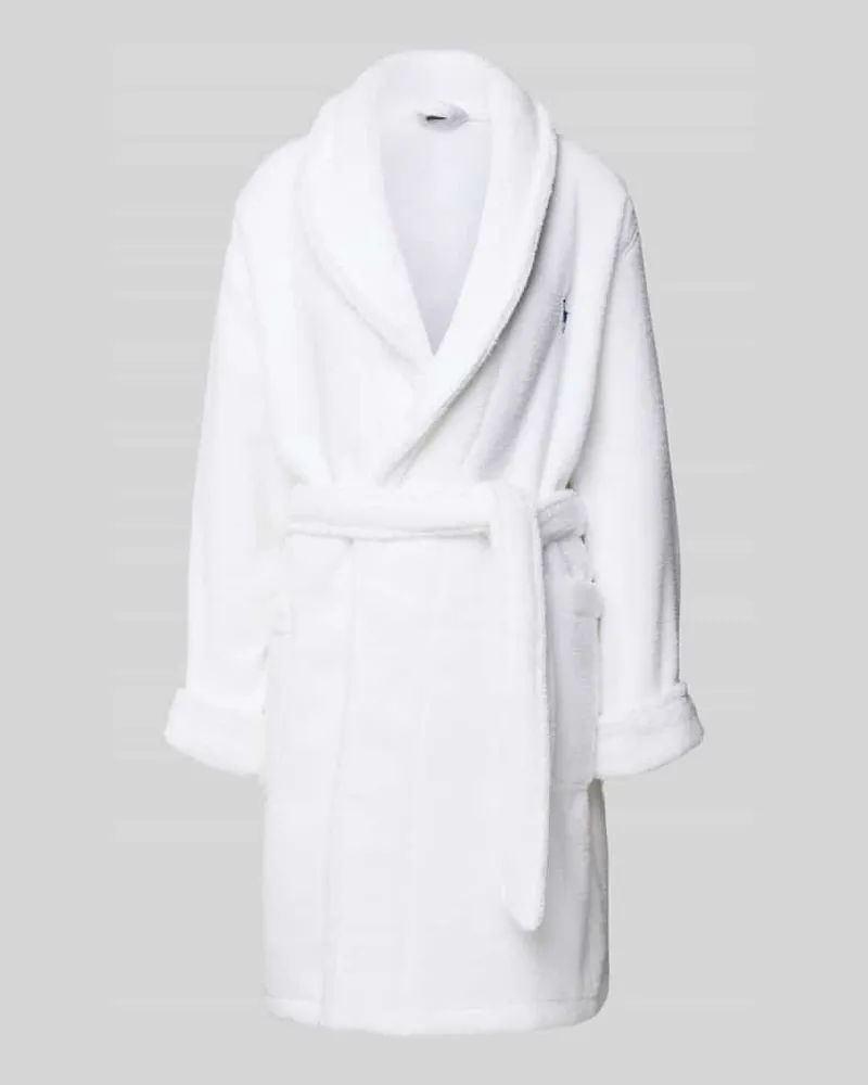 Ralph Lauren Comfort Fit Bademantel aus reiner Baumwolle Modell 'ICONIC BEAR Weiss