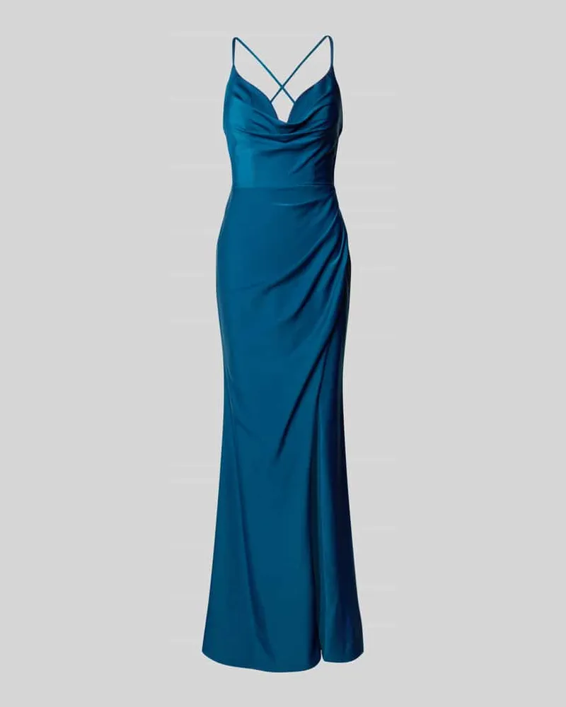 LUXUAR Abendkleid mit seitlicher Raffung Ocean