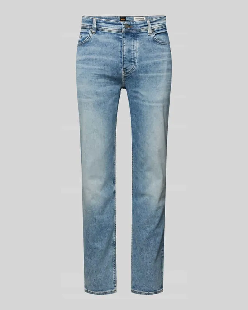 HUGO BOSS Tapered Fit Jeans im 5-Pocket-Design Modell 'TABER Hellblau