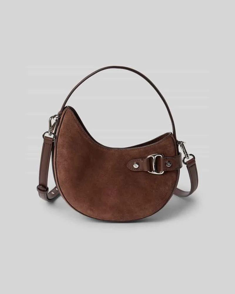 Ralph Lauren Handtasche aus Rindsleder mit Tragehenkel und Schulterriemen Dunkelbraun