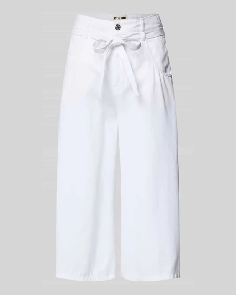 Oui  Culotte im 5-Pocket-Design mit Bindegürtel Weiss