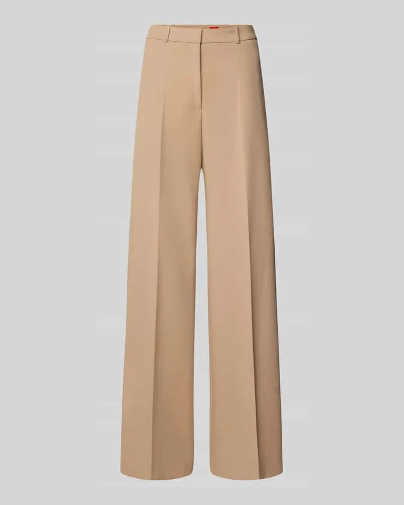 HUGO BOSS Regular Fit Weite Hose mit Viskose-Anteil Modell 'HASMINA Sand