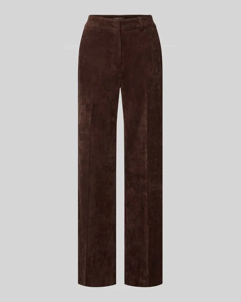 Cambio Wide Fit Cordhose mit Bügelfalten Modell 'Amelie Dunkelbraun