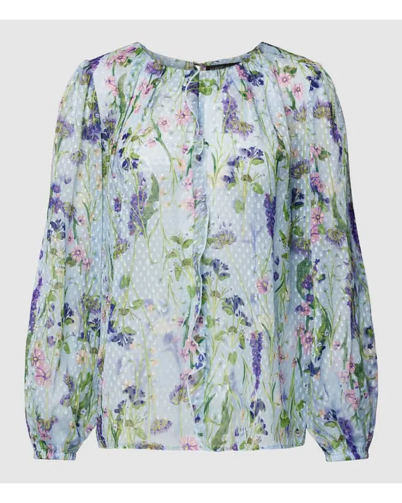 Marc Cain Bluse mit floralem Allover-Print Hellblau