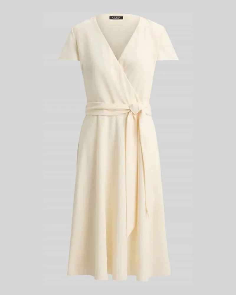 Ralph Lauren Knielanges Kleid in Wickeloptik Ecru