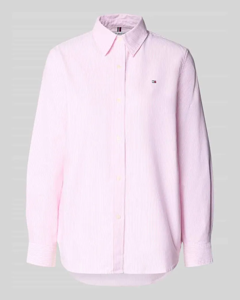 Tommy Hilfiger Relaxed Fit Hemdbluse aus reiner Baumwolle Rosa