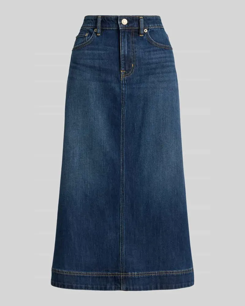 Ralph Lauren Jeansrock mit Gehschlitz in Denim-Optik Jeansblau