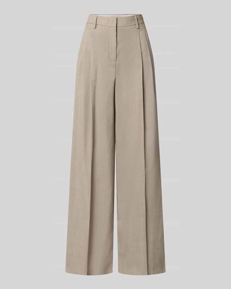 Max Mara Regular Fit Weite Hose aus reiner Schurwolle Modell 'OVVIO Taupe