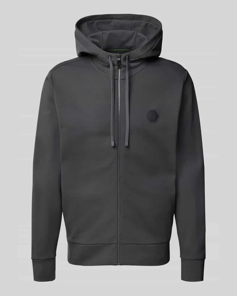 HUGO BOSS Regular Fit Sweatjacke aus Baumwoll-Mix Dunkelgrau