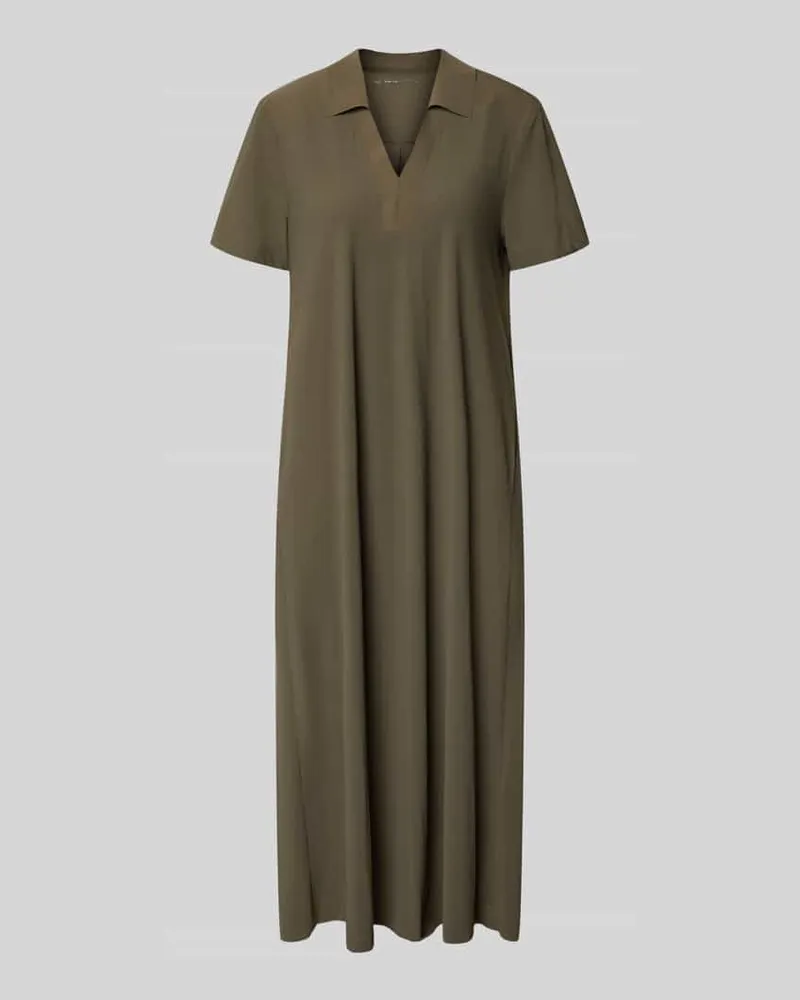 RAFFAELLO ROSSI  Midikleid mit Strukturmuster und Umlegekragen Modell 'JOSEPHINA Oliv