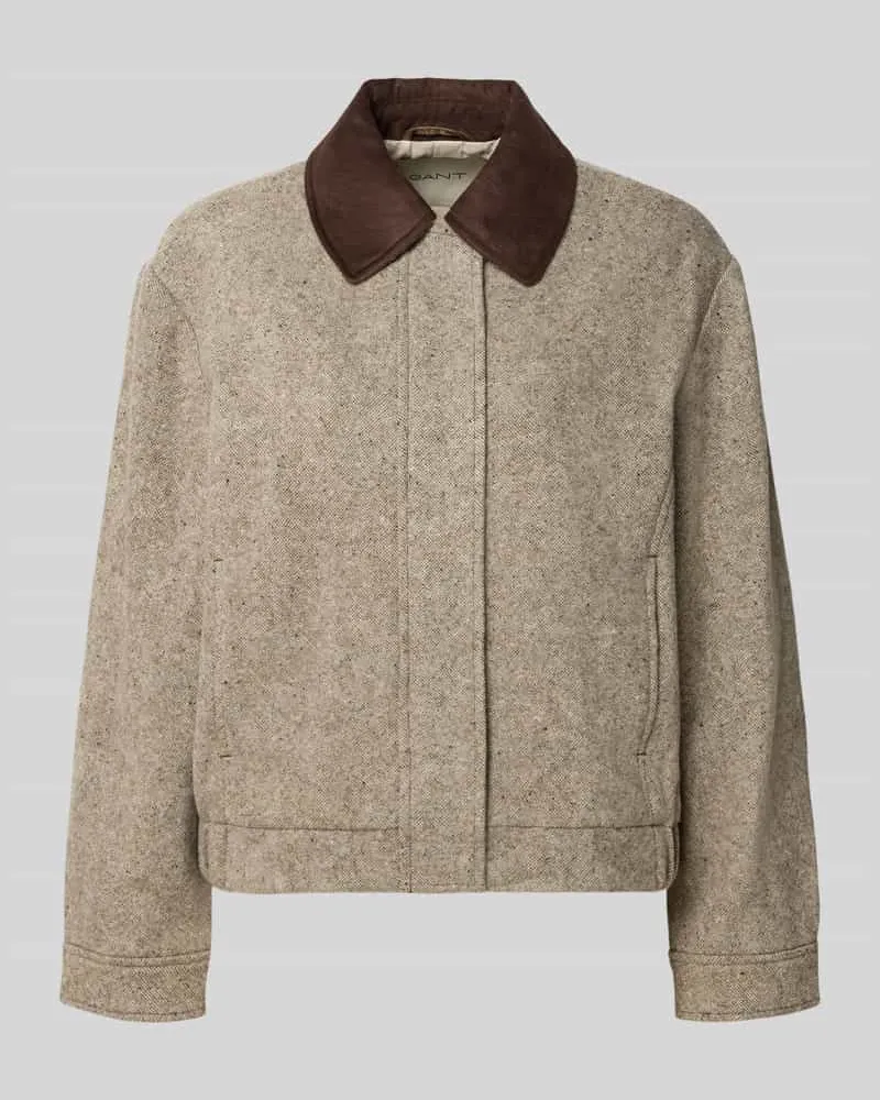 Gant Regular Fit Wolljacke Modell 'Contrast Mittelbraun