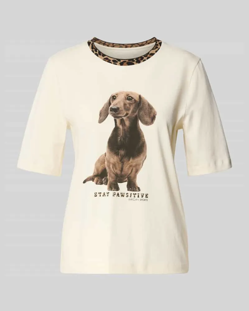 Marc Cain T-Shirt mit Motiv-Print Ecru