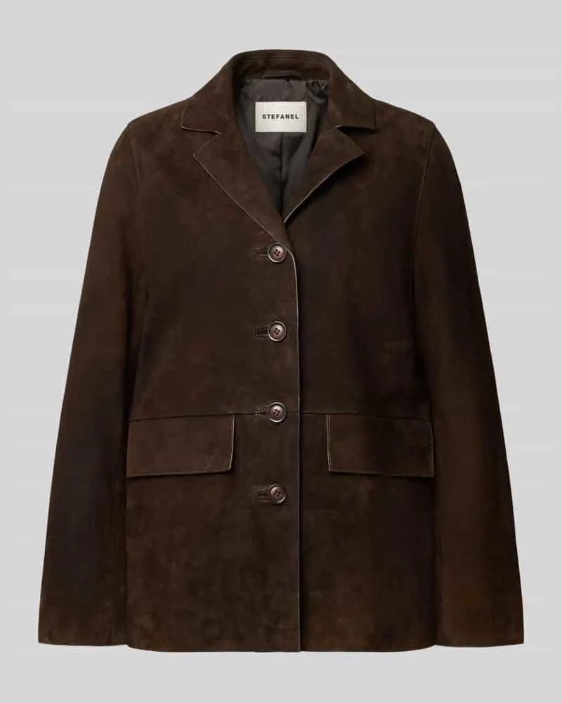 Stefanel Regular Fit Jacke in Leder-Optik Dunkelbraun