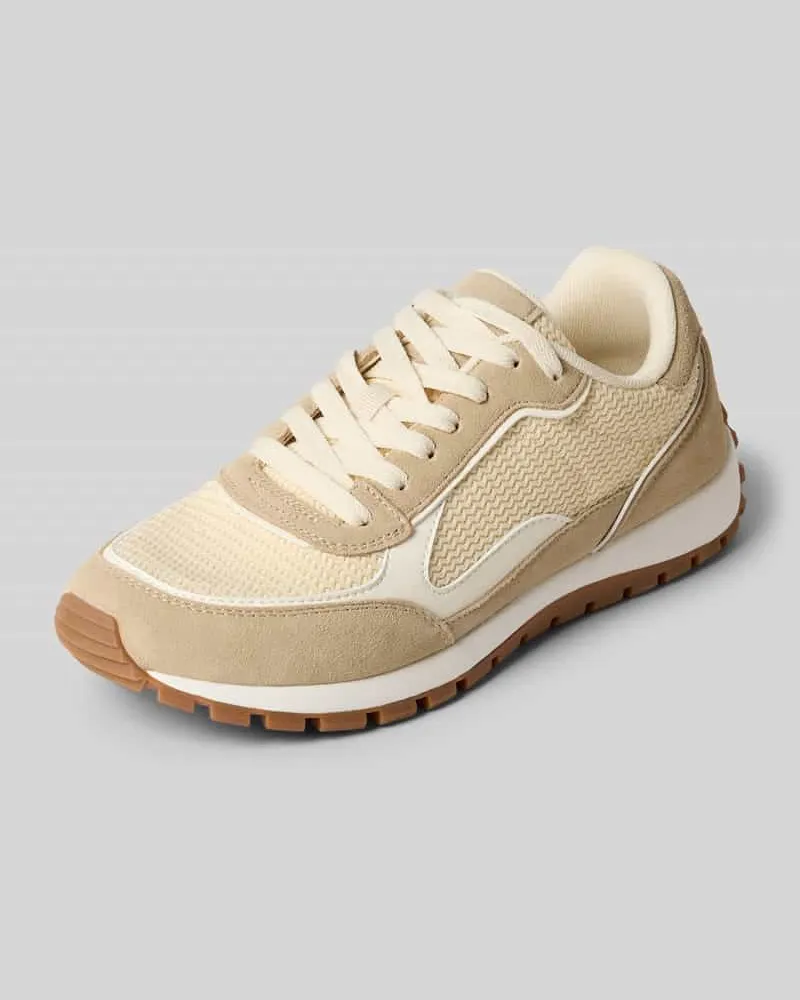 Marc O'Polo Low Top Sneaker aus Leder-Textil-Mix Sand